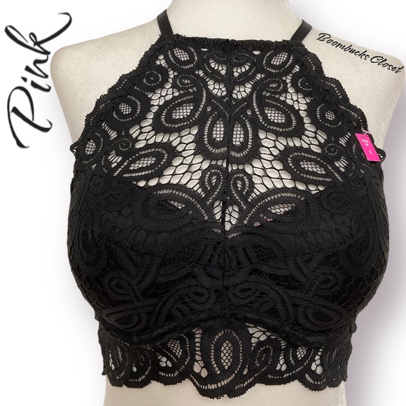 PInk Halter Lace Push up Bra Small - Picture 7 of 16